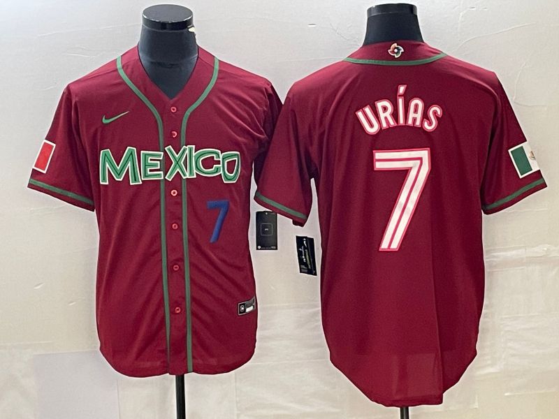 Men 2023 World Cub Mexico #7 Urias Red Nike MLB Jersey6->more jerseys->MLB Jersey